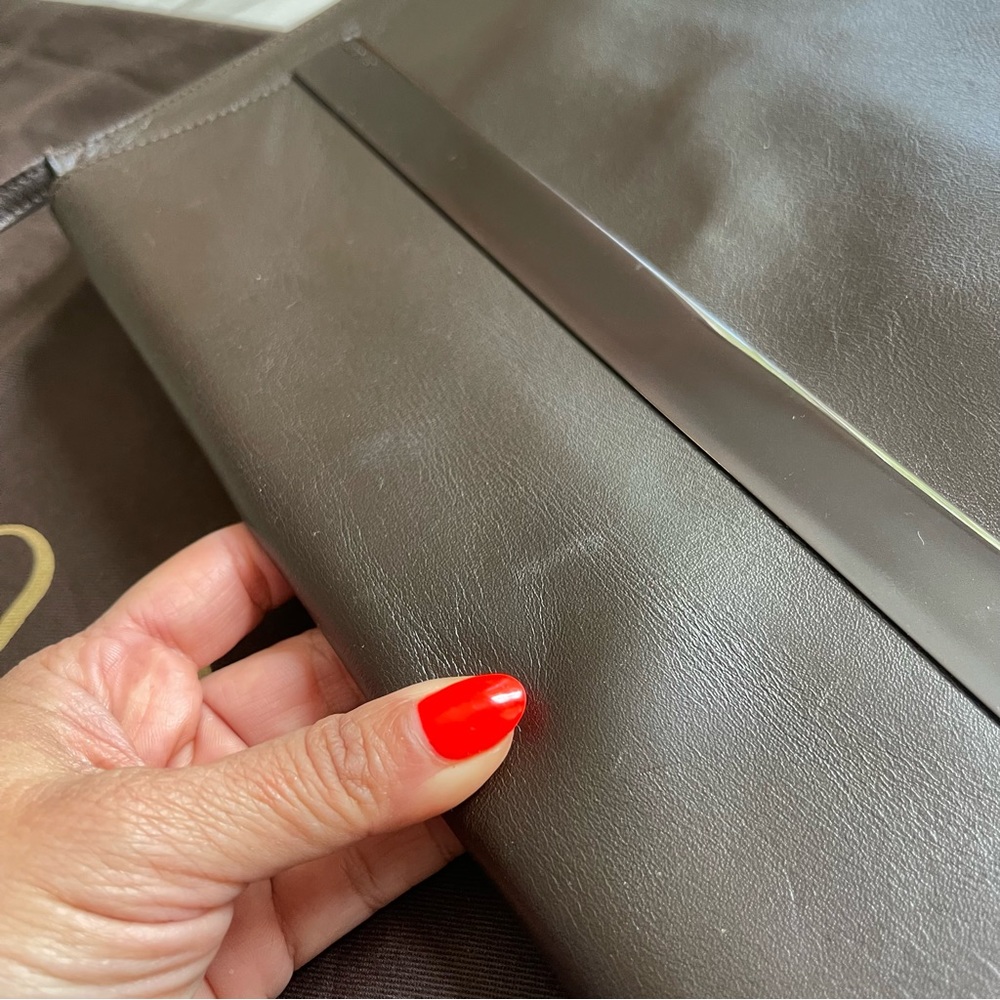 Rare GUCCI Metal Trim Brown Envelope Bag with Shoulder Strap - Picture 9 of 16